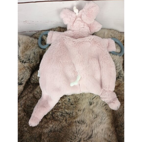 Little Giraffe Faux Fur Pink Giraffe Lovey Rattle Teether Security Blanket - Picture 2 of 7